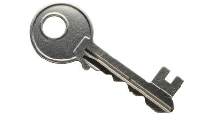 Isolated Metal Key for Door or Safe, Classic Tool for Security and Lock, Access Control