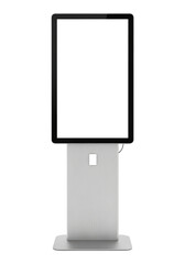 Vertical Touch Screen Display for Public Information Isolated on Transparent PNG Background.