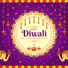 Vector illustration of Happy Diwali social media template