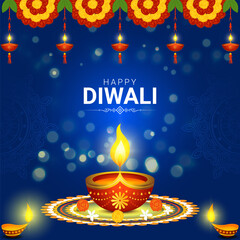 Vector illustration of Happy Diwali social media template