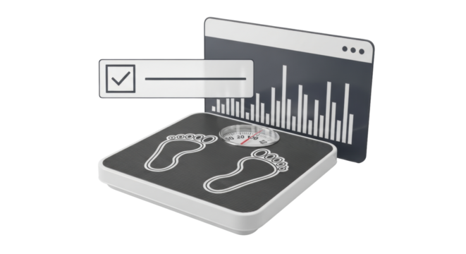 Isolated weight scale measures health with an accompanying digital tracking application tool