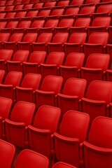Vibrant Red Stadium Seats in Rows