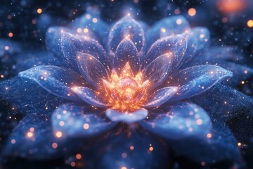 A flower with glowing petals in the middle.