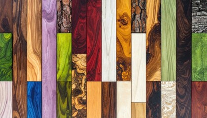 Colorful wood planks arranged in vertical rows
