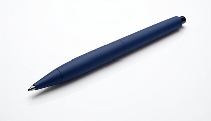 A dark navy blue pen on a white background