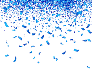 Blue confetti falling on black background