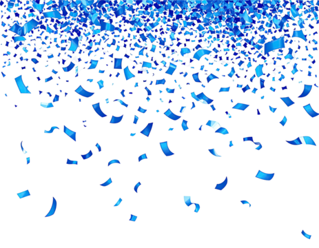 Blue confetti falling on black background