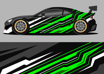 car wrap design with green geometry theme
