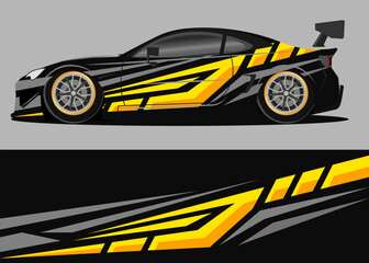 car wrap design with yellow and black color geometry theme