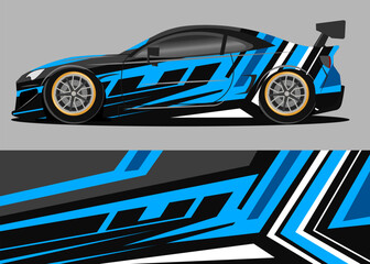 car wrap design with blue geometry theme