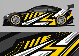 car wrap design with yellow and black geometry theme