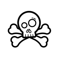 Skull and crossbones warning symbol - vector icon