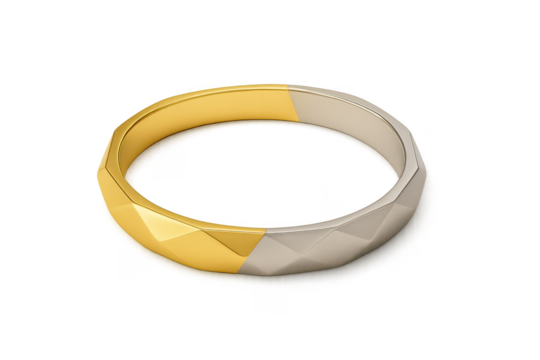 Elegant two-tone gold and silver ring isolated on transparent background