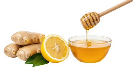 Isolated Honey, Lemon, and Ginger Remedy for Health and Wellness, a Natural Flu Antiviral