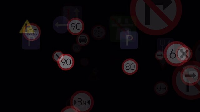 traffic sign loop png Alpha zoom in animation. Futuristic animation for titles or logo. Seamless background. Screensaver