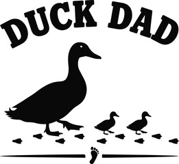 Duck Dad – Funny Duck Family Silhouette with Footprints for Fatherhood and Animal Lovers