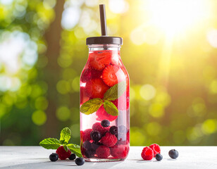 Berry infused water bottle, Generated image