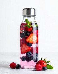 Berry infused water bottle, Generated image