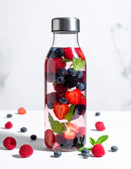 Berry infused water bottle, Generated image