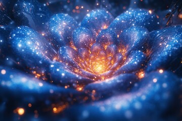 Blue and orange galaxy filled with stars.