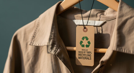 Recycling Products Concept. Organic Cotton Recycling Cloth. Zero Waste Materials. Environment Care, Reuse, Renewable for Sustainable Lifestyle. Recycle Icon show on Tag
