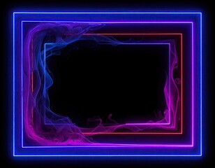 Neon framed abstract design with swirling colors