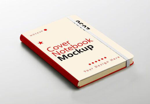 Notebook Cover Mockup With Red Spine