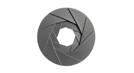 Isolated photographic lens diaphragm aperture, iris, black-and-white, photo concept, cutout