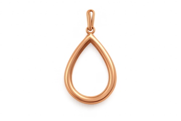 Elegant rose gold teardrop jewelry pendant isolated on a transparent background.