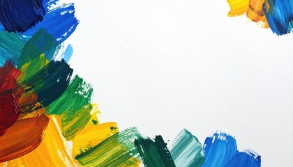 Abstract painted frame with vibrant colors on white background