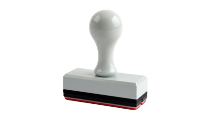 Isolated Rubber Stamp With Handle, Office Stationery Equipment Tool For Ink Impression