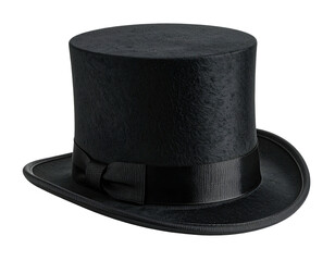 Black top hat with a silk ribbon