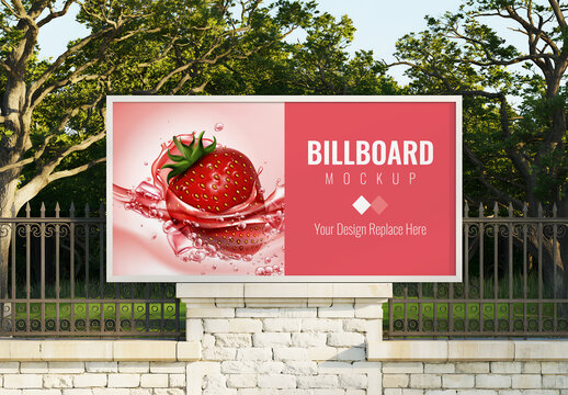 Outdoor Horizontal Billboard Mockup in a Public Park