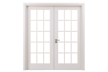 Fototapeta premium White french doors with panes isolated on transparent background