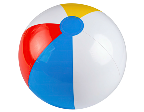 Colorful beach ball, four quadrants of red, yellow, blue, and white