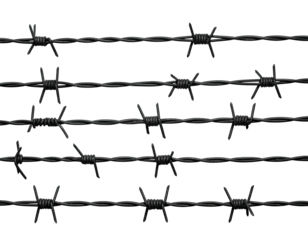Barbed wire fence on black background