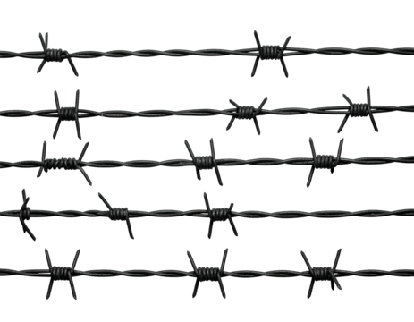 Barbed wire fence on black background