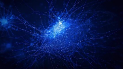 Opening on void revealing luminescent filament network pulsing with glowing nodes flickering lights - Powered by Adobe