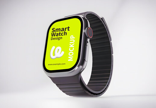 Smart Watch Mockup With Lime Green Screen