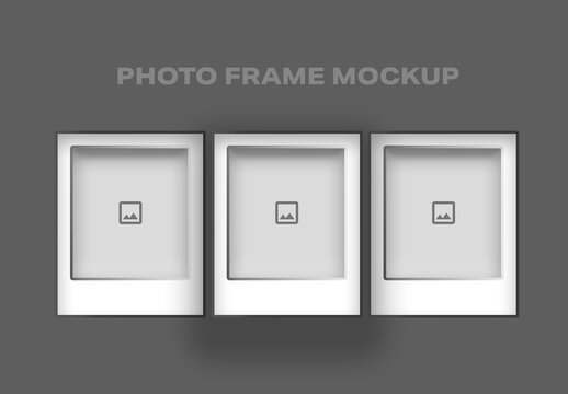 Three Retro Polaroid Photo Frame Mockups