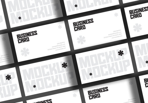 Top View Business Card Mockup Grid