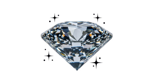 Isolated crystal diamond gemstone sparkling shining, precious gem luxury brilliant cut clear
