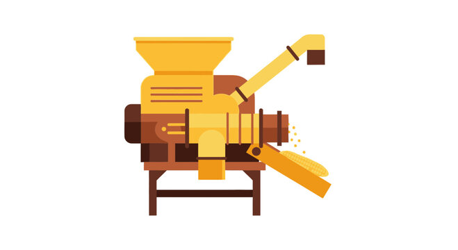 Simplified illustration showcasing vintage-style corn threshing machine