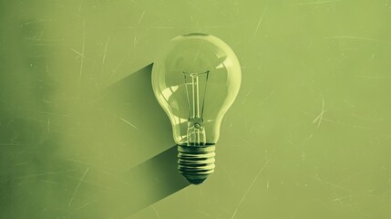 Minimalist Retro Lightbulb on Grunge Textured Background symbolizes creativity, innovation, and energy in a Vintage Surrealist Conceptual style.