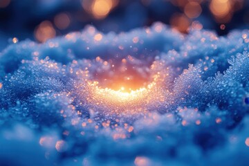 Close-up of intricate snow crystals.