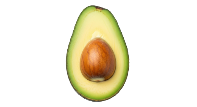 Isolated slice of an avocado featuring pit, a fresh and healthy dietary fruit on display