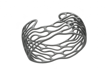 Abstract grey organic mesh structure isolated on transparent background, 3D render.