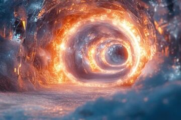 Large black hole emitting bright orange light.