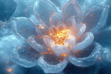 Ice and fire intertwine in a flower, contrasting elements blend into a mesmerizing display.