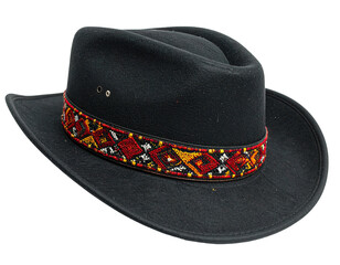 Dark gray cowboy hat with a patterned band (1)